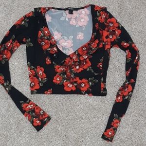 Floral long sleeve crop top